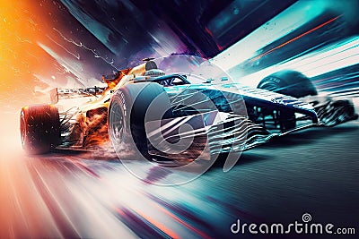 speed auto racing blurred background double exposure Stock Photo