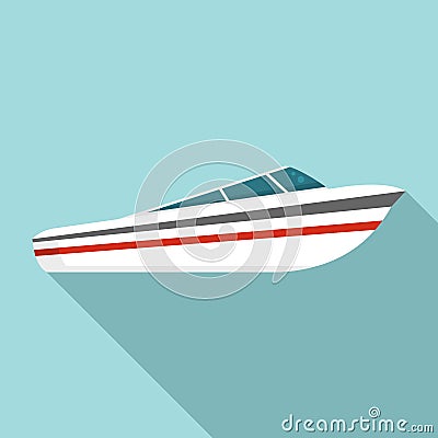 Speed boat icon, flat style Vector Illustration