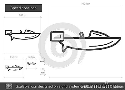 Speed boat line icon. Vector Illustration