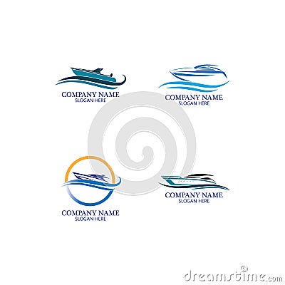 Speed Boat Logo, Logo collection set, Concept design, Symbol, Icon Vector Illustration