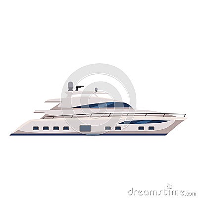 Speed boat, yacht, cartoon style, vector illustration, isolated Vector Illustration
