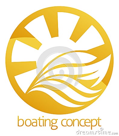 Speed boat or yacht circle design Vector Illustration