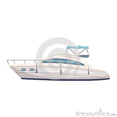 Speed boat, yacht on seascape background, cartoon style, vector illustration, isolated Vector Illustration