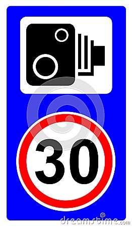 Speed camera enforcing 30mph speed limit Vector Illustration