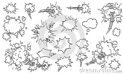 Speed cloud comic. Cartoon fast motion clouds vector set Vector Illustration