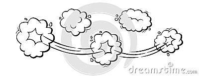 Speed cloud vector icon. Motion puff effect explosion bubbles, jumps with smoke or dust, line design. Fun onomatopoeia Vector Illustration