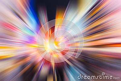 Speed on colorful night road blur zoom Stock Photo