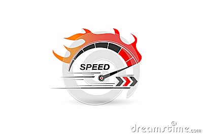 Speed of flaming speedometer for racing event. vector eps10 Vector Illustration