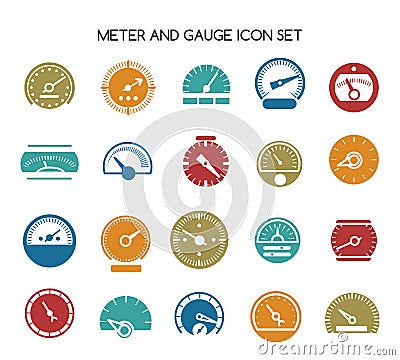 Speed gauge icons. Vector circular barometer or meter sign Vector Illustration