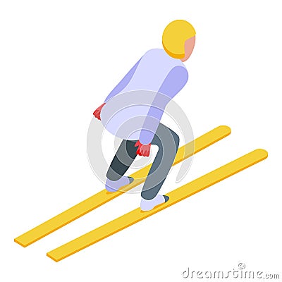 Speed jumper icon isometric vector. Ski jump Vector Illustration