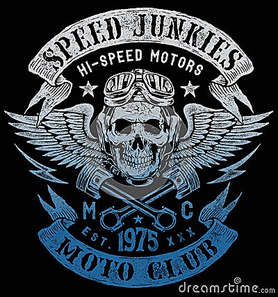 shirt t x vector Design Motorcycle Junkies Stock Image Speed Vintage