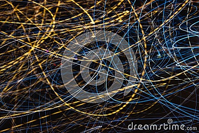 Speed light trails at night Stock Photo