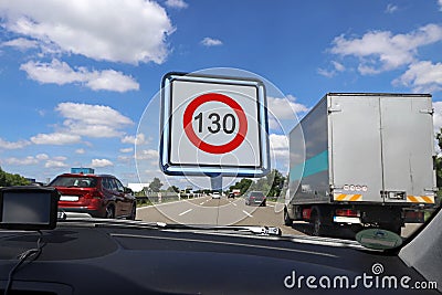 Speed limit on German motorways to 130 Stock Photo