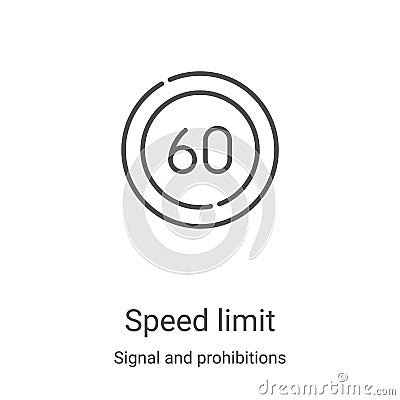speed limit icon vector from signal and prohibitions collection. Thin line speed limit outline icon vector illustration. Linear Vector Illustration