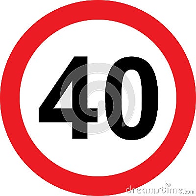 40 speed limitation road sign Stock Photo