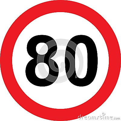80 speed limitation road sign Stock Photo