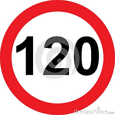 120 speed limitation road sign Stock Photo