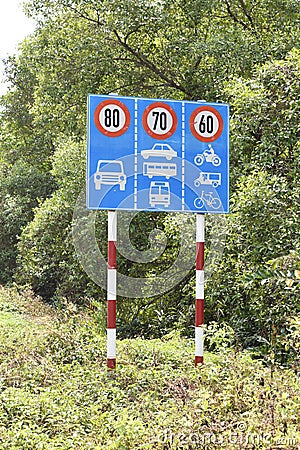 Speed limits sign in Can Gio, Vietnam Editorial Stock Photo