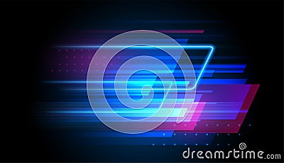 Speed line motion vector background. Dynamic blue neon sport texture. Technology stream design illustration Vector Illustration