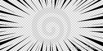 Speed lines as manga comic effect on transparent background. Cartoon anime action background. Vector illustration of Vector Illustration