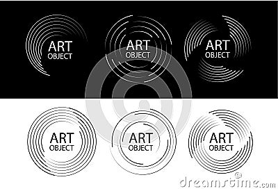 Speed lines in circle form. Radial speed Lines in Circle Form. Black thick halftone dotted speed lines. Technology round Cartoon Illustration
