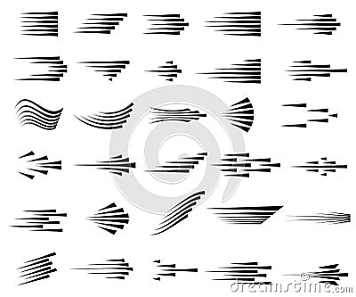 Speed lines icons. Set of fast motion symbols Vector Illustration