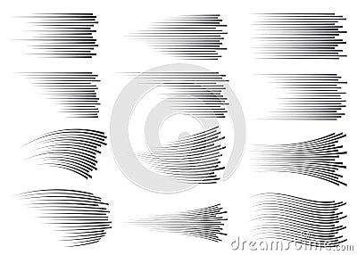 Speed lines isolated. Motion effect. Black lines on white background. Vector Illustration