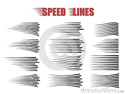 Speed lines isolated. Motion effect. Black lines on white background. Vector Illustration