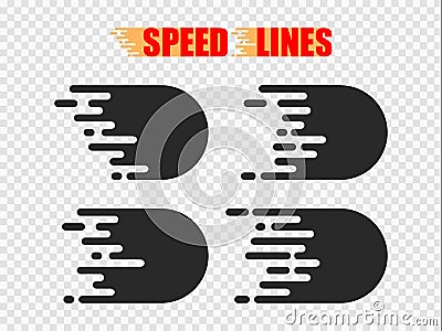 Speed lines isolated. Motion effect. Black lines on white background. Vector Illustration