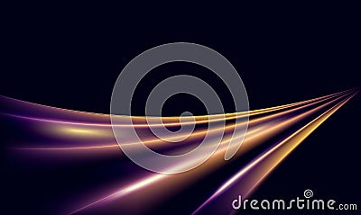 Speed motion abstract light effect at night, blurry bright long exposure car trails Vector Illustration