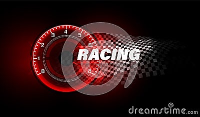 Speed motion background with fast speedometer car. Racing velocity background Vector Illustration