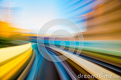 Speed motion in urban highway road tunnel Cartoon Illustration