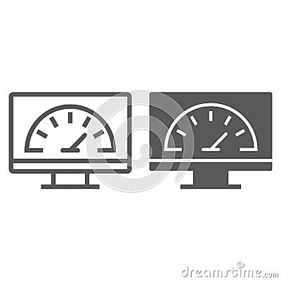 Speed optimization line and glyph icon, traffic and internet, spedometer sign, vector graphics, a linear pattern Vector Illustration