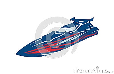 Speed Boat Racing Vector Illustration