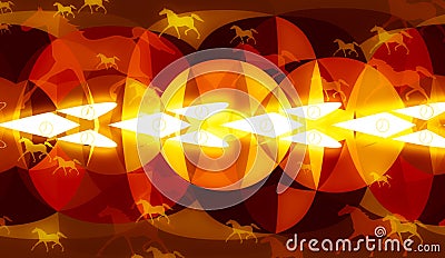 Speed running horse shaped and fire background Stock Photo