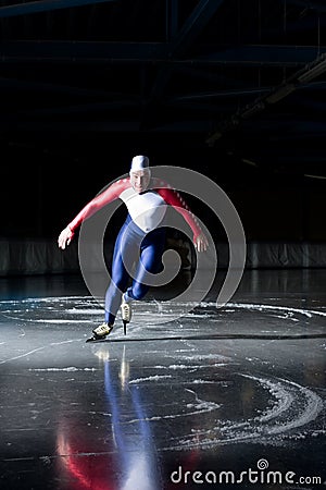 Speed skater start Stock Photo