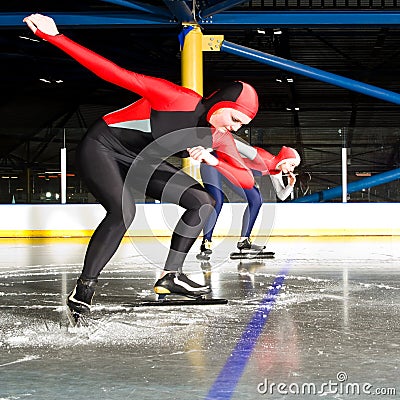 Speed skating match Stock Photo