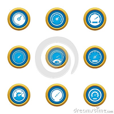 Speed superiority icons set, flat style Vector Illustration