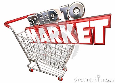 Speed to Market Shopping Cart Product Development Stock Photo