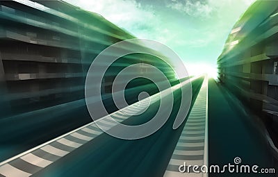 Speed track road in business city wallpaper Cartoon Illustration