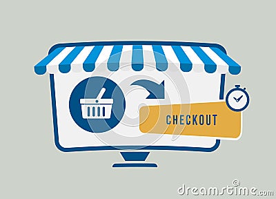 Speed up checkout experience concept for boost e-commerce conversions. Fast checkout experiences with shopping cart page Vector Illustration