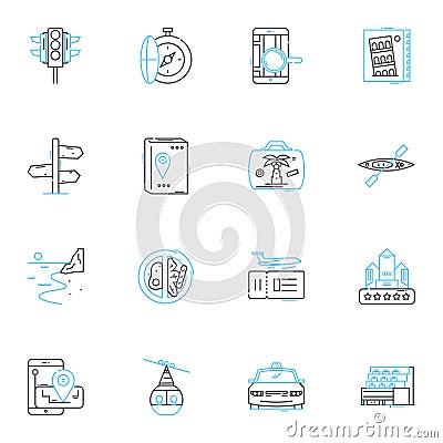 Speed and velocity linear icons set. Accelerate, Momentum, Velocity, Quickness, Dash, Haste, Celerity line vector and Vector Illustration