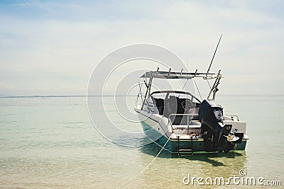 Speedboat on the beach Stock Photo