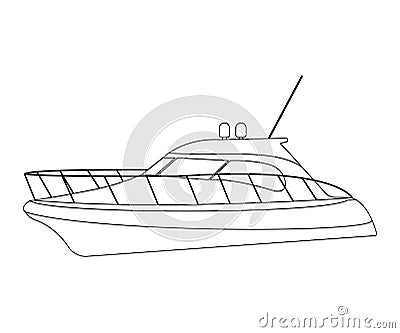 Speedboat flat icon and sign. Outline Vector Illustration Vector Illustration