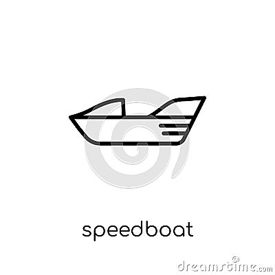 speedboat icon. Trendy modern flat linear vector speedboat icon Vector Illustration