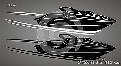 Speedboat isolated illustration. Luxury boat vector. Streamline Vector Illustration
