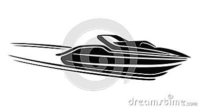 Speedboat isolated illustration. Luxury boat vector. Streamline Cartoon Illustration