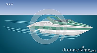 Speedboat isolated vector illustration. Luxury and expensive boat. Vector Illustration