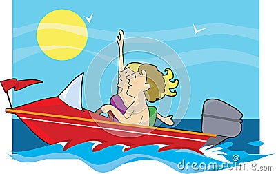 Speedboat Ride Vector Illustration