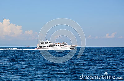 Speedboat on the sea in Gili Meno, Indonesia Editorial Stock Photo